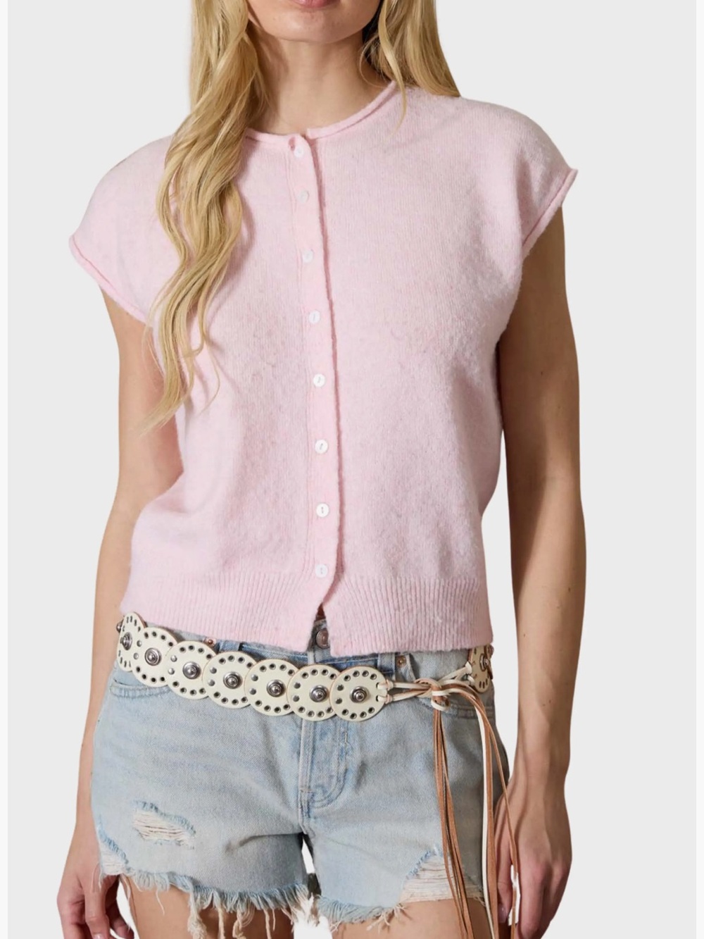 J.O.A. Cap Sleeve Cardigan in Light Pink size medium